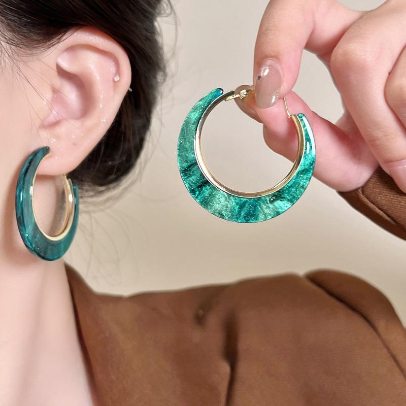 Серебряная игла круглые полые модные простые серьги ретро универсальные серьги легкая роскошь серьги с высоким чувством дизайна нишевые