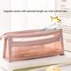 Mesh Pencil Case Compact Makeup Travel Case Large Capacity Portable Stationery Bag Transparent Nylon Organizer for School Exams