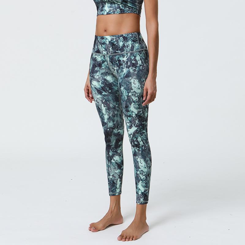 Новые леггинсы для йоги женские телесного цвета с принтом, тонкие спортивные штаны для фитнеса и йоги
