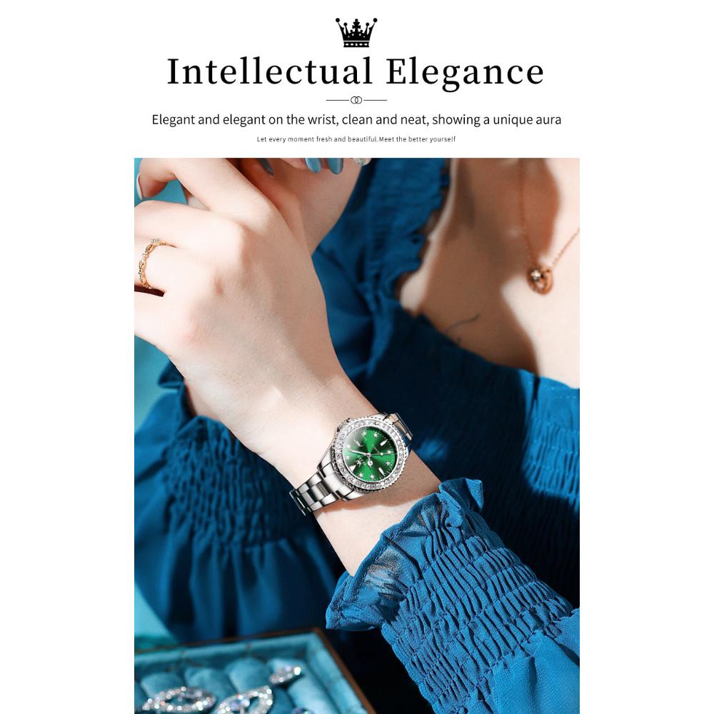 OLEVS Мужские часы Женские часы Зеленая вода Призрак Кварцевые часы Водонепроницаемые часы для пар
