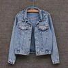 Female Jacket Stylish Winter Female's Denim Coat with Bead Decor Plus Size Long Sleeves Turn-down Collar Casual Streetwear Jac Practical Use