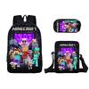 Minecraft Cartoon Game Character Printed Children Large Backpack Capacity