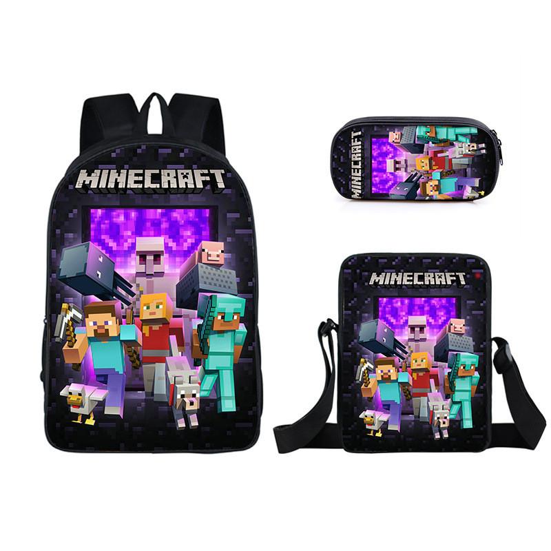 Minecraft Cartoon Game Character Printed Children Large Backpack Capacity
