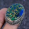 Натуральный медно-зеленый турмалин 925 пробы стерлингового серебра Кольцо Размер 8 ETC-13912