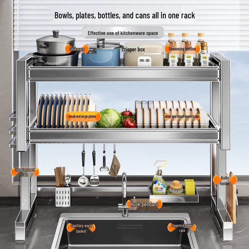 Jiabangshou Stainless Steel Over-Sink Dish Drying & Storage Rack