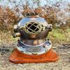 45.72 Cm Brown Diving Helmet Mark V Scuba Diving Helmet With Wooden Base Maritime Ship's Decorative Helmet Gift
