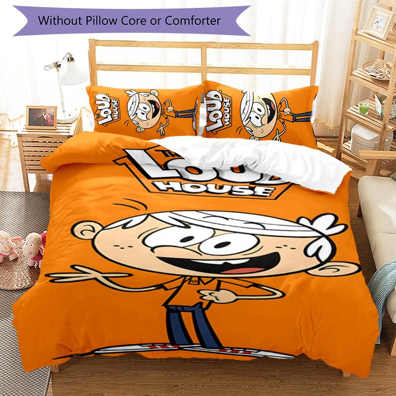 Loud House 3pcs Bedding Set Duvet Cover Closure Includes 1 Duvet Cover & 2 Pillowcases for All Seasons Bedroom Home Dorm Decor