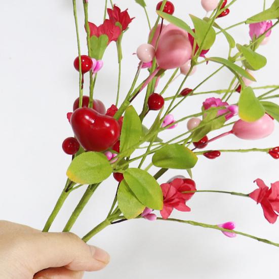 Yousheng Valentine's Day Artificial Berry Stems Pink Red Heart Shaped Berry Picks for Valentine's Day Wedding Party Anniversary Table Home Decor