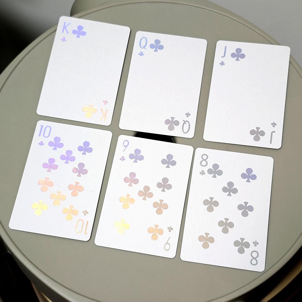 Чисто белые серебряные фольгированные тисненые игральные карты для кардистри, полный набор, реквизит для фокусов 54 шт. карты 9*6 см