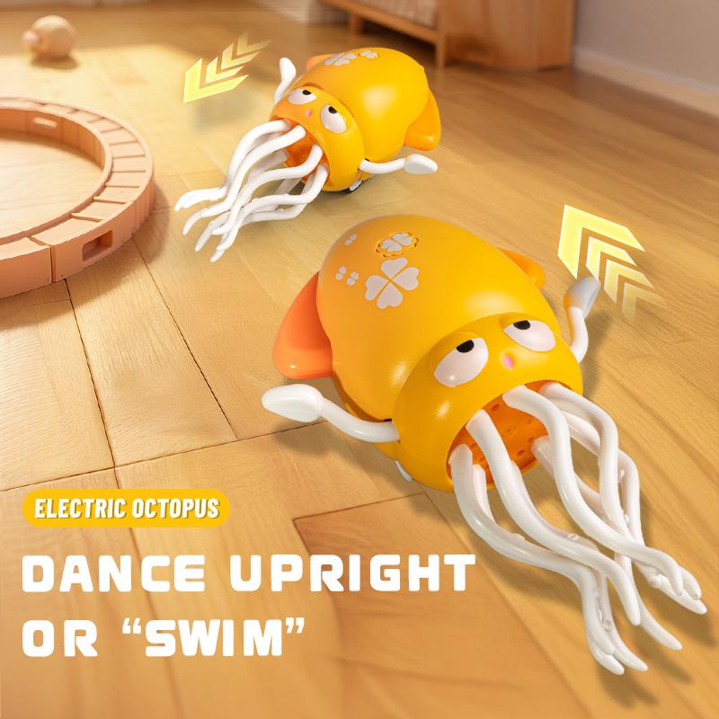 Electric Dancing Squid Toys for Kids Sound and Lights Obstacle Avoidance Crawling Simulation Octopus Baby Funny Interactive Toy
