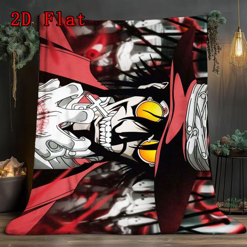 Anime-style character print 2D Flat Pattern Flannel Blanket High quality All Seasons Warmth and Comfort Perfect for Christmas Gifts.