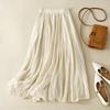 Spring Summer Cotton Linen Artistic Loose Pleated A-line Skirt Big Swing Half Body Umbrella Skirt for Women