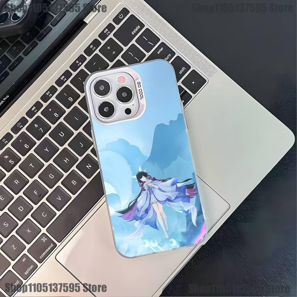 G-Genshin Impact Колумбина Чехол для телефона для iPhone 17,16,15,14,13,12,11,Pro,XS,Max,Plus,Mini,SE4,E Белый Матовый Ударопрочный Чехол