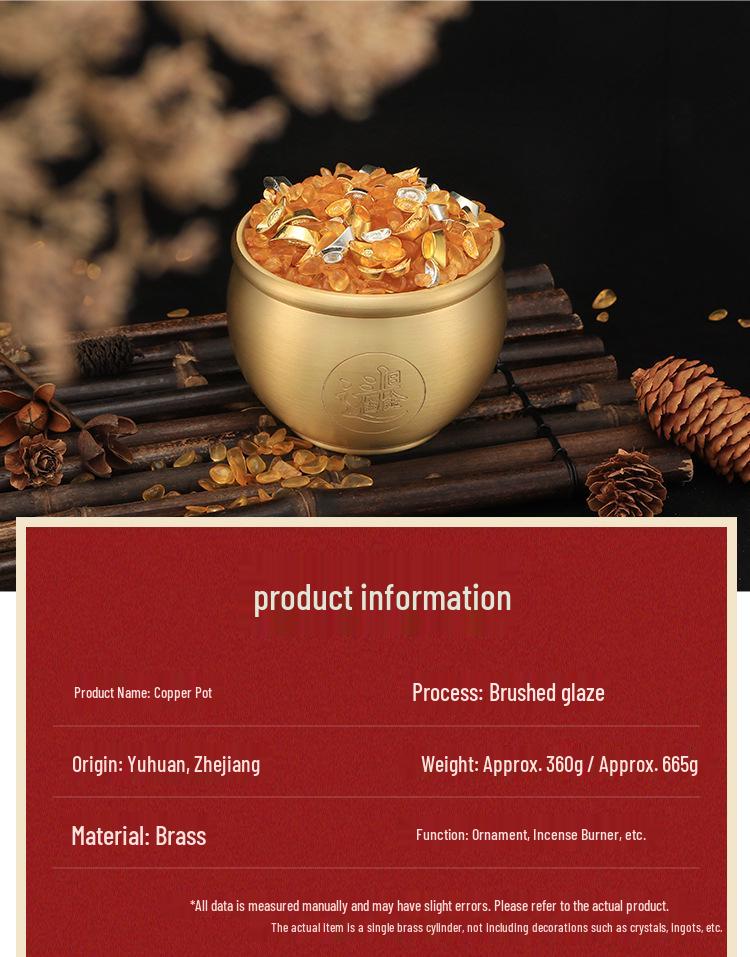 Copper Pot Decorative Ashtray: Pure Brass Blessings and Wealth Attraction Jar.