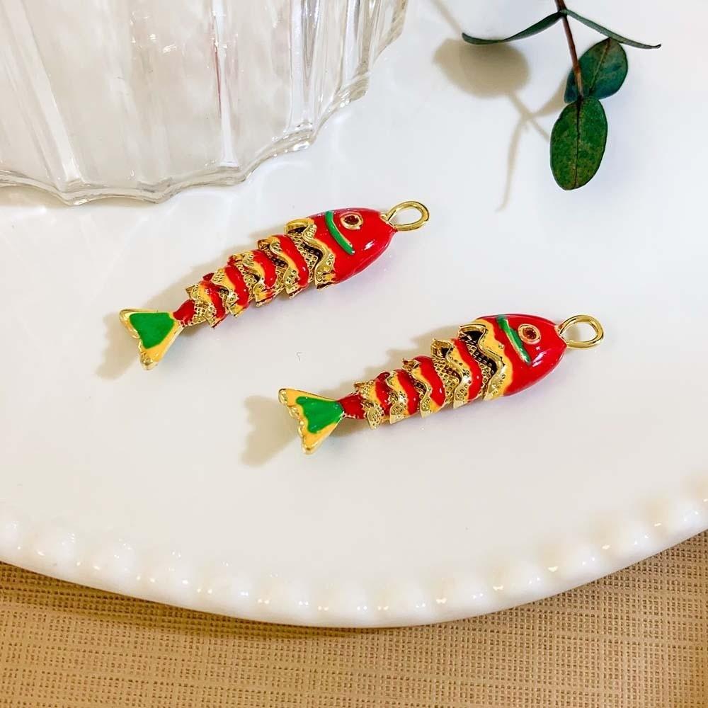Jewelry Accessories Brass Colorful Small Koi 3D Movable Mini Metal Fish Earrings