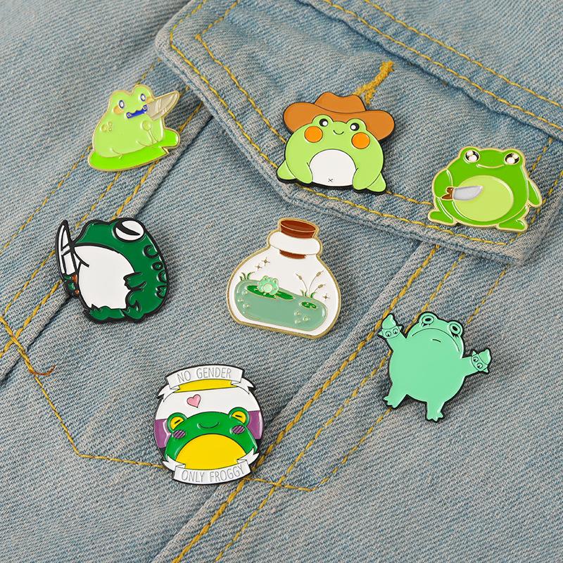 Милые броши с животными и растениями в бутылке, забавные значки с лягушкой, кошкой, рыбой, грибом, для сумок, одежды, лацканов, ювелирные изделия, подарки для друзей