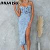 Лето Весна Без Рукавов Подтяжки Мода Холтер Делает Старый Сексуальный Джинсовое Платье