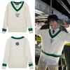 Унисекс свитер с V-образным вырезом Wimbledon Collab RLV: Модный топ с вышивкой и косами