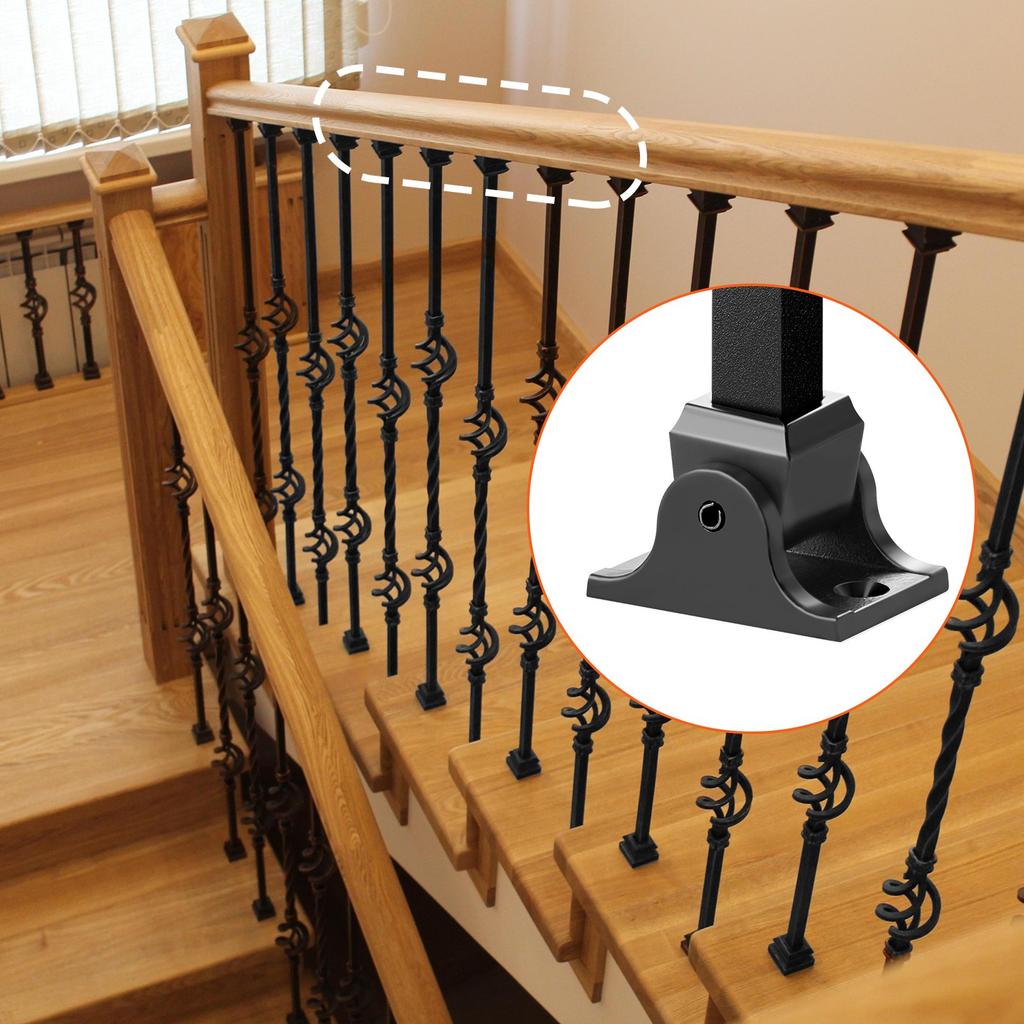 VEVOR Aluminum Alloy Baluster Shoes Square Balusters Baluster Wrought Spindles for Staircase Slant Shoes with Screw Holes for 1/2 Inch Staircase