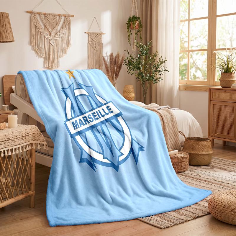 Olympique Marseille Print Flannel Blanket Soft Warm Sofa Bed Throw Blanket For Home Office Bedroom