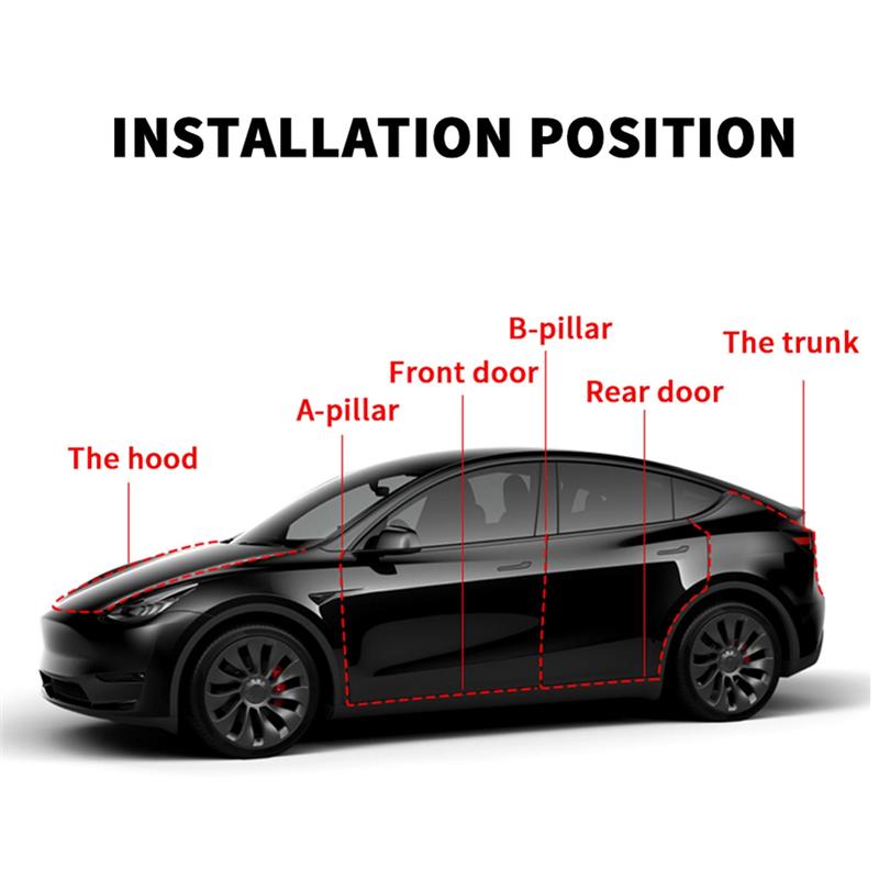 A03E-6Pcs Rubber Auto Door Seal Strips Kit Whole Car Sealing Trim Tape Noise Reduction For Tesla Model S