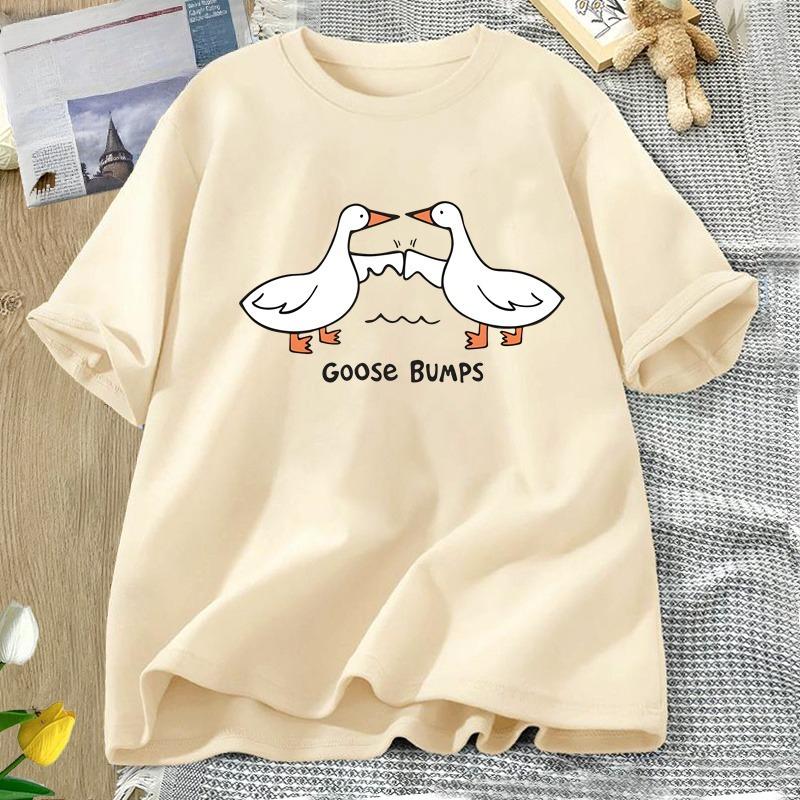 Silly Goose Bumps T Shirt for WOMEN Unisex Funny Cotton Printed Tshirt Summer Short Sleeve Loose Oversized Tees Unisex Streetwear