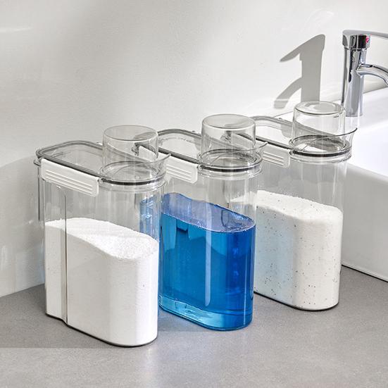 Герметичная банка для стирального порошка, прозрачная бутылка для хранения, коробка для стирального порошка, предотвращает сырость для прачечной, ванной комнаты