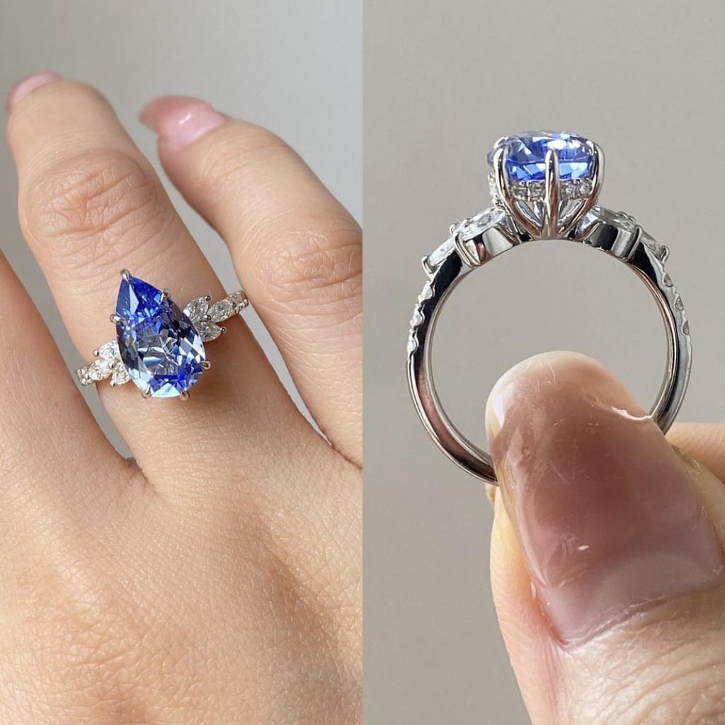 Женское кольцо с сапфиром, кольцо с цирконом, женское обручальное кольцо