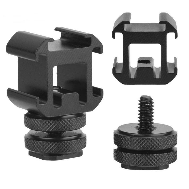 1 шт. 3 гнезда «холодный башмак» на камере, адаптер тройного крепления, порт расширения для зеркальной камеры, микрофона, монитора, светодиодного видеосвета