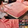 Hot Winter Warm Solid Flannel Elastic Band Fitted Sheet Mattress Protector Cover Super Soft Cozy King Size Double Bed Bed Sheets No Pillowcase