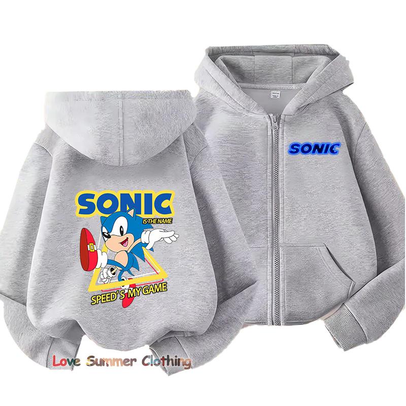 Худи для мальчиков на молнии ежик для девочек осенняя куртка с капюшоном на молнии sonic осень тень пуловер повседневное худи размер 100-160