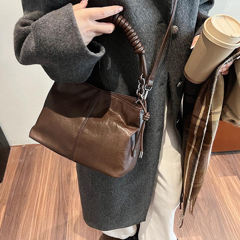 Простая мягкая ретро-сумка большой емкости для женщин, сумка на одно плечо через подмышку, модная сумка-тоут для поездок на работу