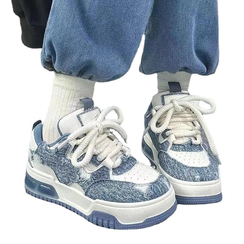 Модные женские туфли на толстой подошве, четыре сезона, новая корейская версия, универсальные нескользящие туфли для улицы, спортивная повседневная обувь