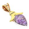 Natural Russian Charoite Two Tone 925 Solid Sterling Silver Pendant 1.75'' C8f83