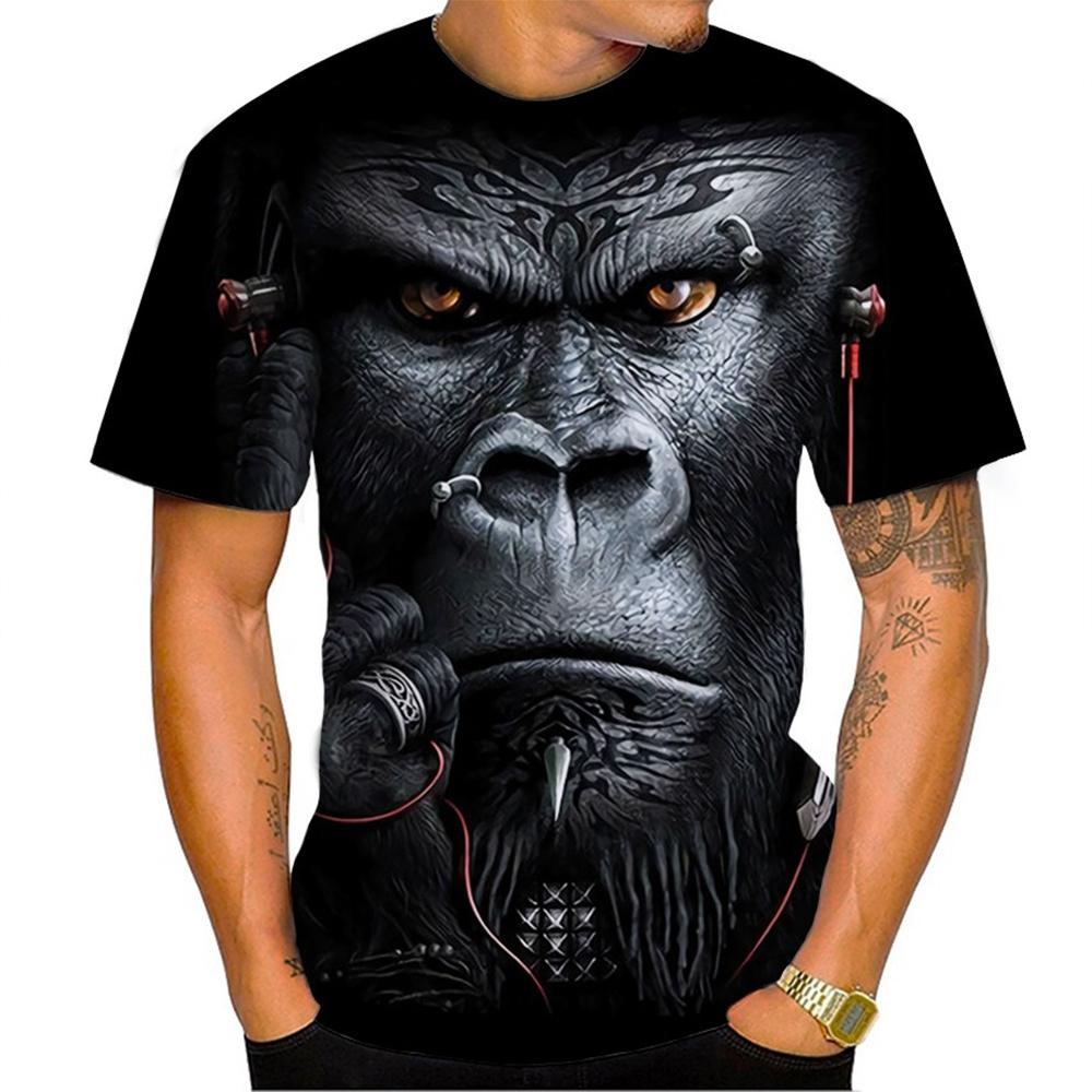 Summer Hot Selling Funny Handsome Gorilla 3D Printed Pattern Casual Personality Trendy Cool T-shirt