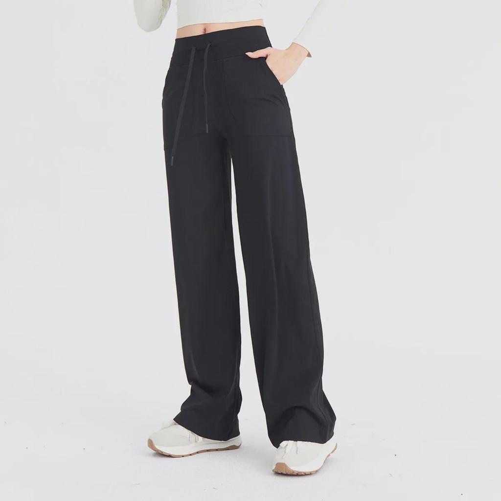 Женские широкие брюки для йоги телесного цвета с высокой талией и шнурком — дышащие, свободный крой для фитнеса