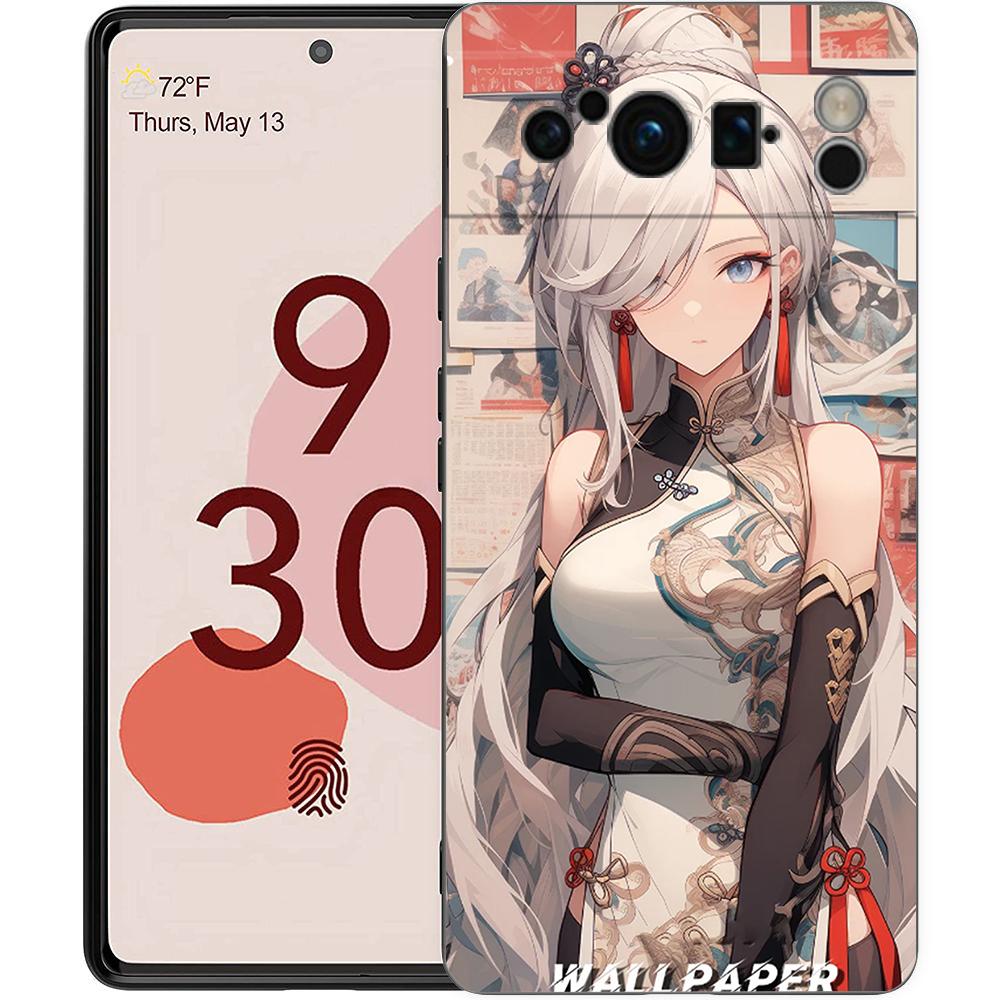 Чехол для телефона Google Pixel 8 7 6 Pro 8A 7A 6A, ТПУ-оболочка, Мягкий силикон, Ударопрочный, Черная крышка, Genshin Impact Wanderer