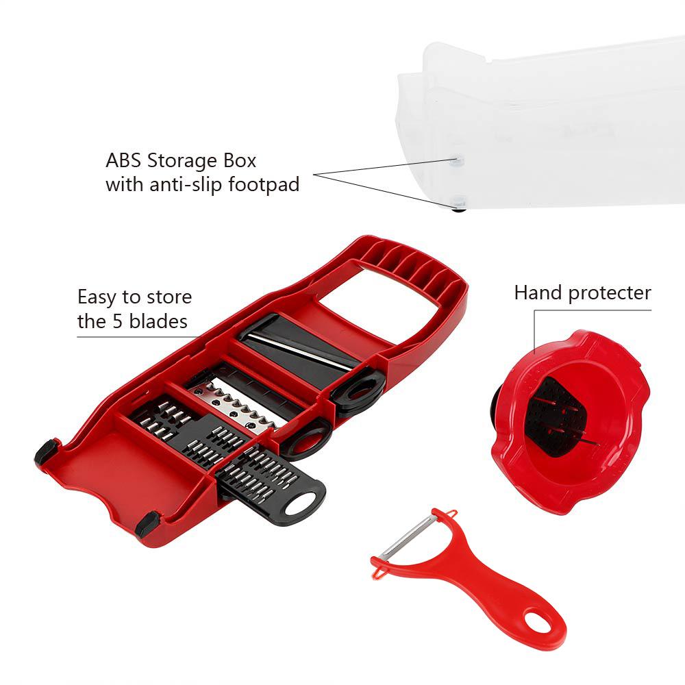 Набор кухонных инструментов: овощерезка с 6 лезвиями, мандолина, многофункциональная терка для фруктов.