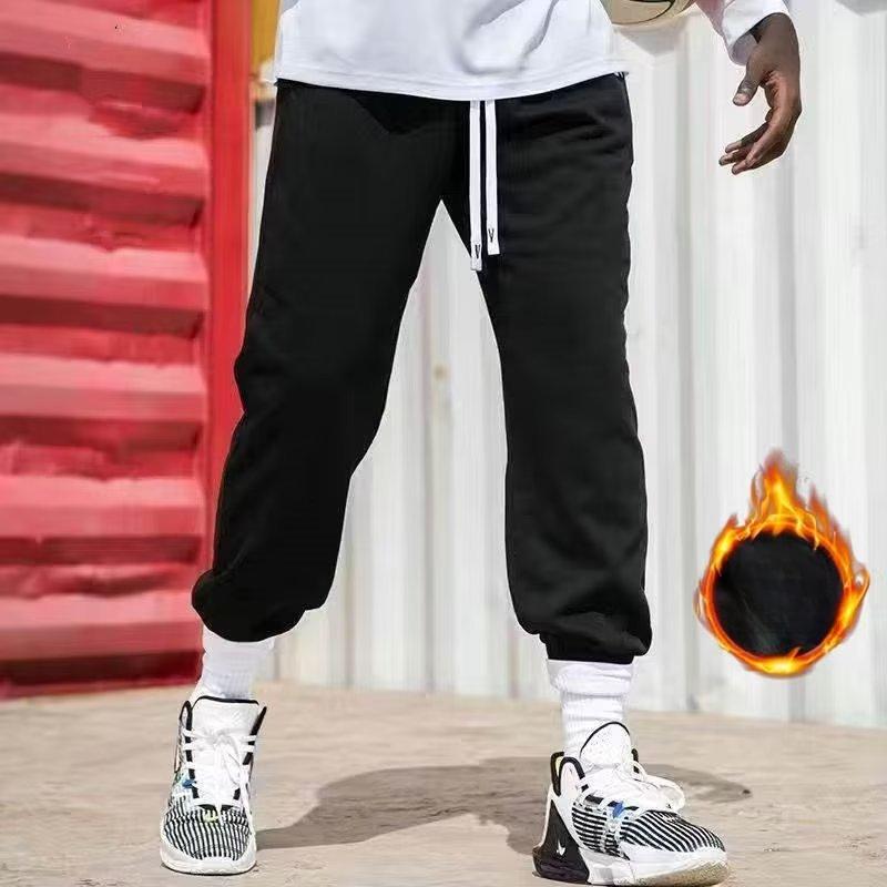 Трендовые спортивные мужские зимние утолщенные американские спортивные штаны со шнуровкой, свободные баскетбольные брюки, прямые