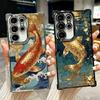 Чехол для телефона с покрытием 'Золотой Карп Счастливый Кои' для Samsung Galaxy S24 S25 FE S26 Edge S23 Ultra S22 S21 Plus S20 Противоударный с Airbag