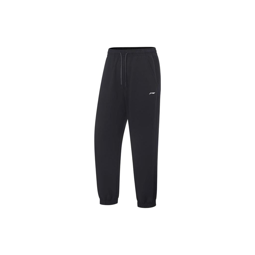 Li Ning Fitness Series Solid Color Tapered Knit Sports Pants Women Pants Black AKLT524-4