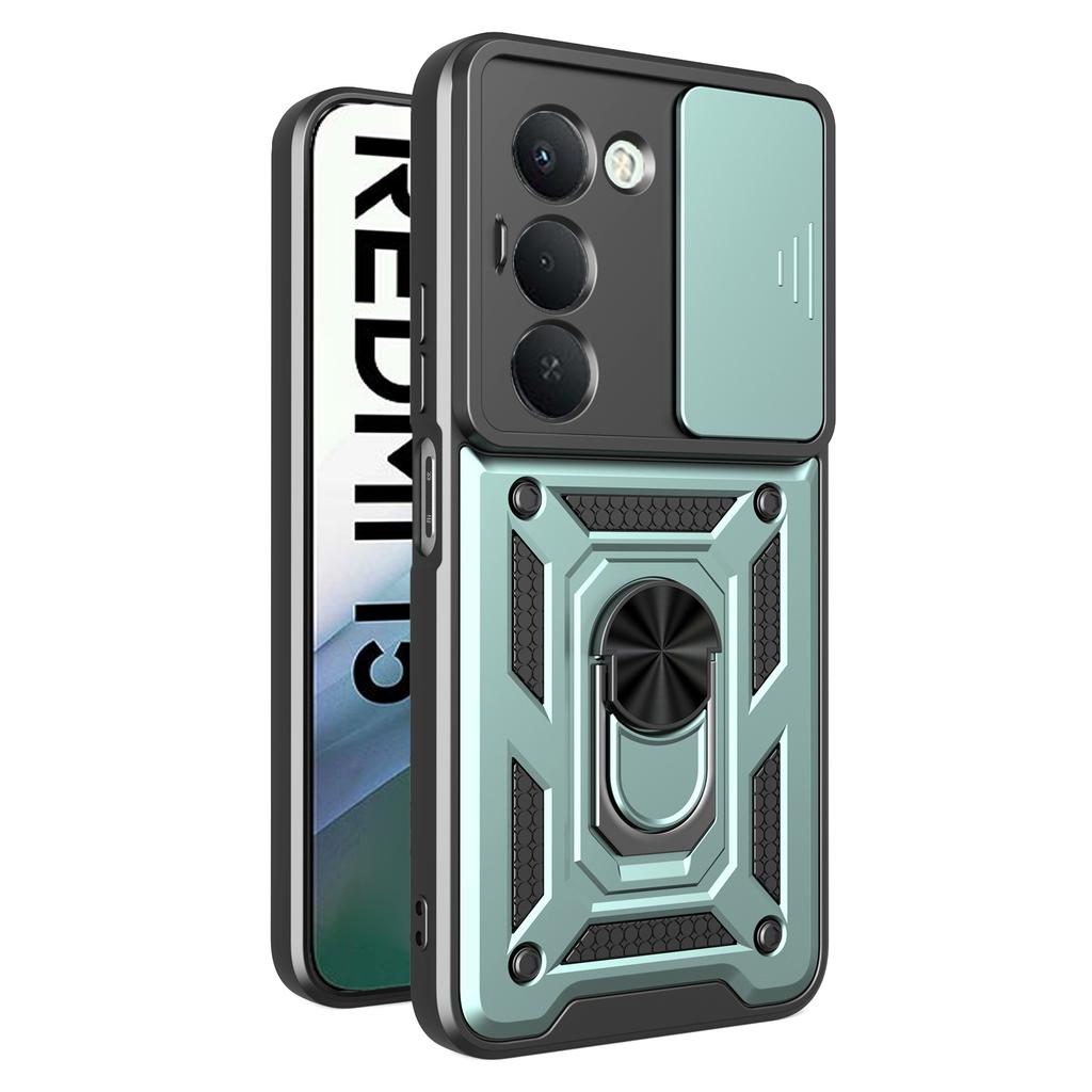 Для Xiaomi Redmi 15 4G (США) (171 мм) Чехол-подставка PC+TPU для телефона с выдвижной шторкой для камеры