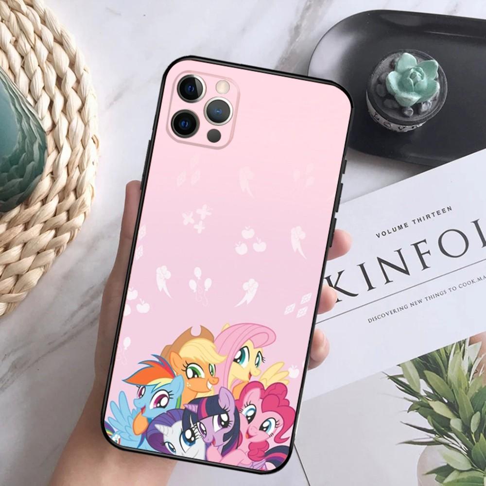 My L-Little Rainbow PonyS Phone Case For iPhone 16,15,14,13,12 Mini 11 Pro XR,X,XS,MAX 7,8 Plus Silicone Cover Soft Black