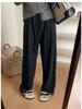 Petite High-Waisted Wide-Leg Sweatpants for Women - Autumn/Winter, Drape Style, Floor-Length, Small Size, Soft, Casual, 145XS.