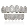 2pcs New Silver Plated Bling Bling Cubic Zirconia Top & Bottom Mouth Teeth Cover