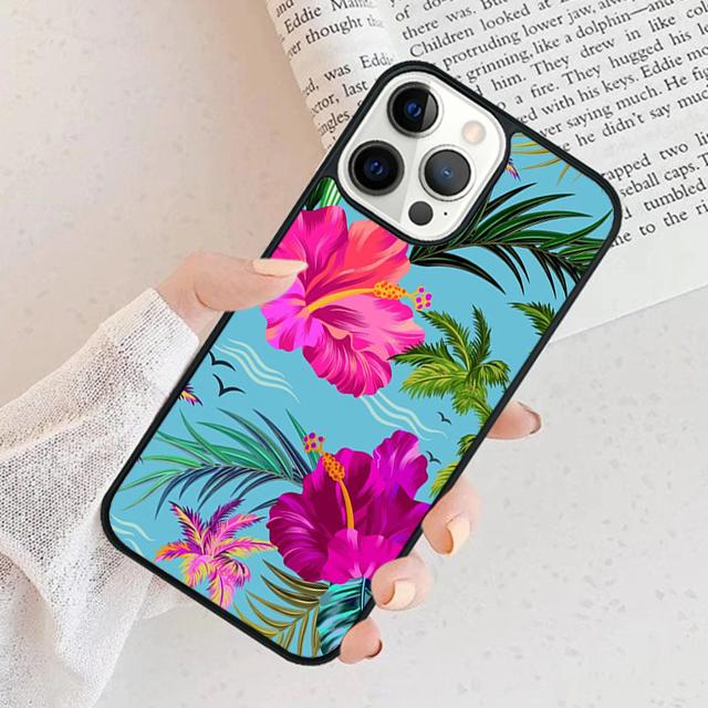 Тропический узор Алоха с Гибискусом Чехол для Телефона для iPhone 17 Air 16 15 11 13 14 Pro Max 12 Plus Max Fundas