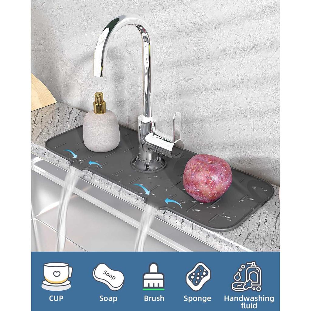 Брызговик для кухонной раковины, силиконовый поддон для сбора капель для смесителя, аксессуары для раковины для кухонной стойки и ванной комнаты