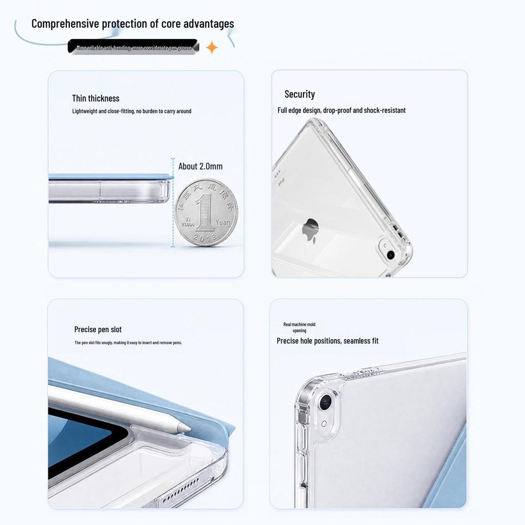 Совместимый с iPad Air 11 дюймов 10-го поколения и iPad Pro 12,9 дюйма, прозрачный чехол Y-Fold