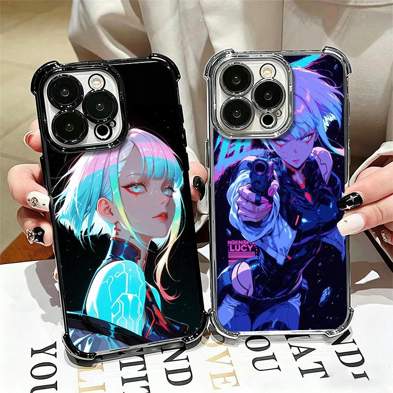 Аниме Cyberpunk Edgerunners Люси Мягкий чехол для телефона для iPhone 15 16 17 Air 14 Pro Max 16E Plus 13 12 Mini Покрытие Защита от падения Fundas
