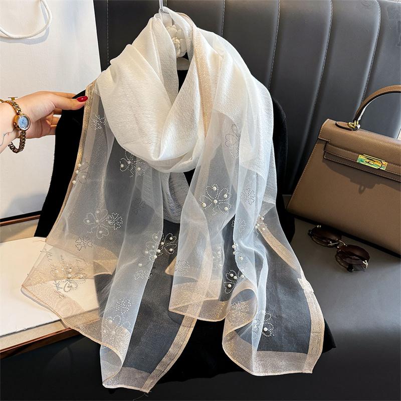 Роскошный блестящий кружевной шарф шелковый женский хиджаб мягкие шерстяные шали и палантины большой цветок тонкие шарфы фуляр женский буфанда новый